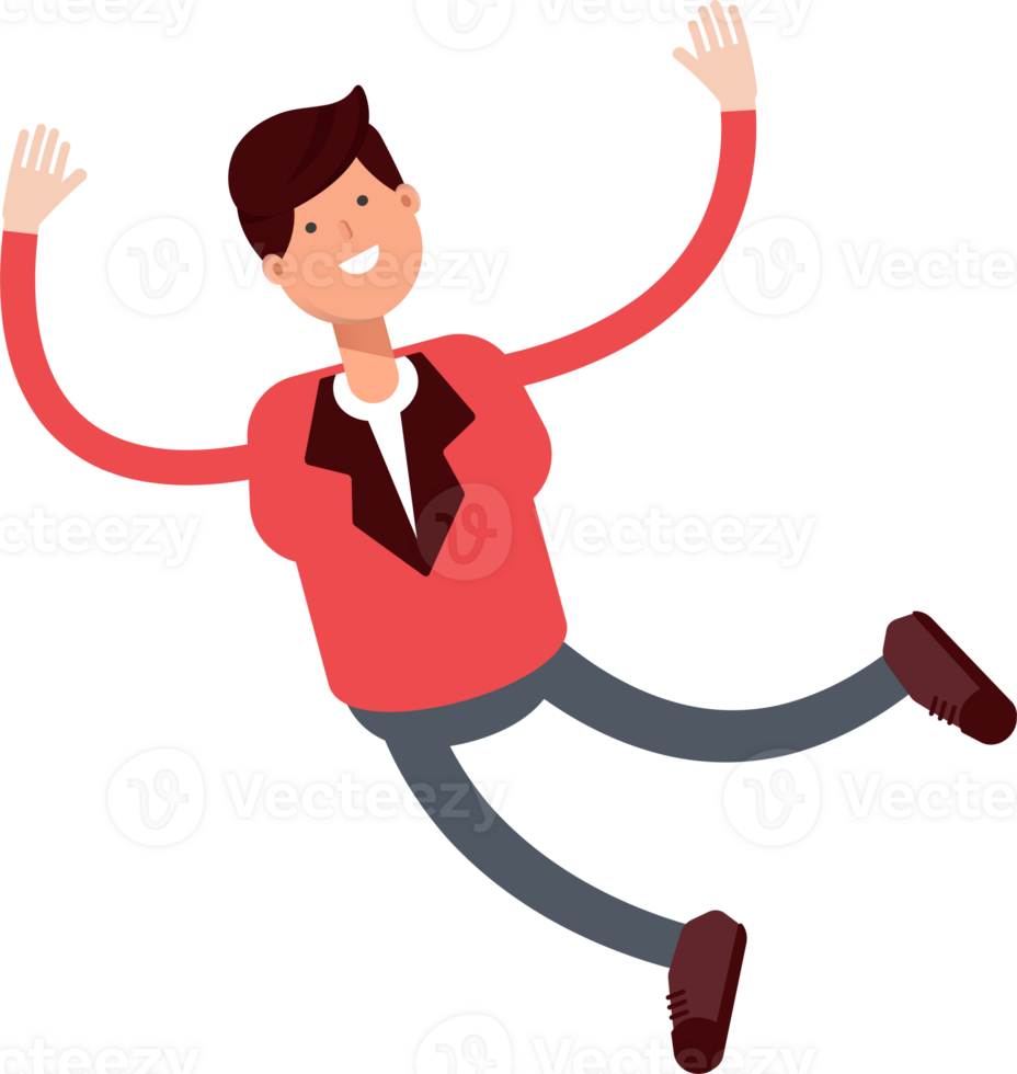 Businessman in Red Suit Character Relaxing and Jumping png