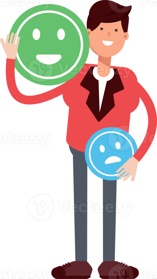 Businessman in Red Suit Character and Emoticon Sign png