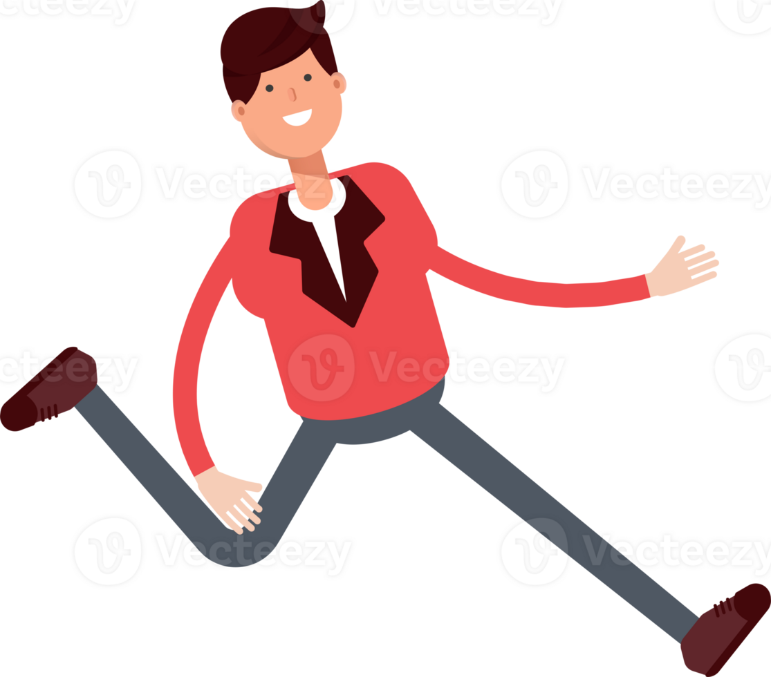 Businessman in Red Suit Character Running Illustration png