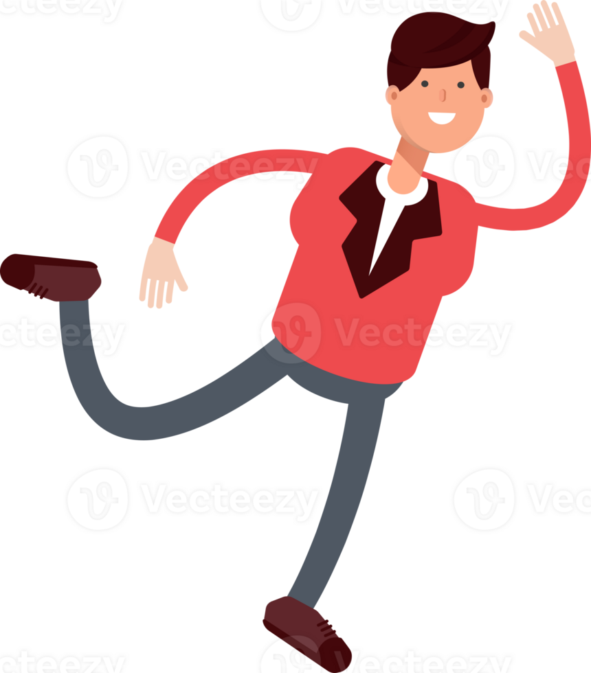 Businessman in Red Suit Character Jumping and Flying png