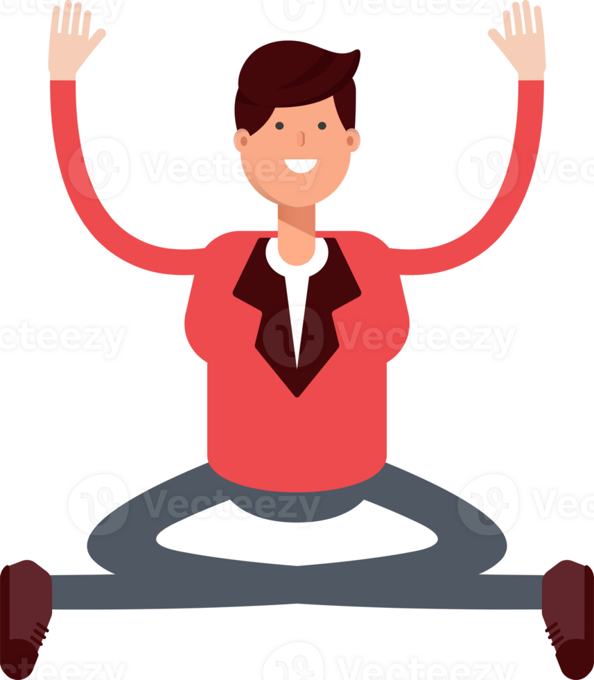 Businessman in Red Suit Character Sitting Illustration png