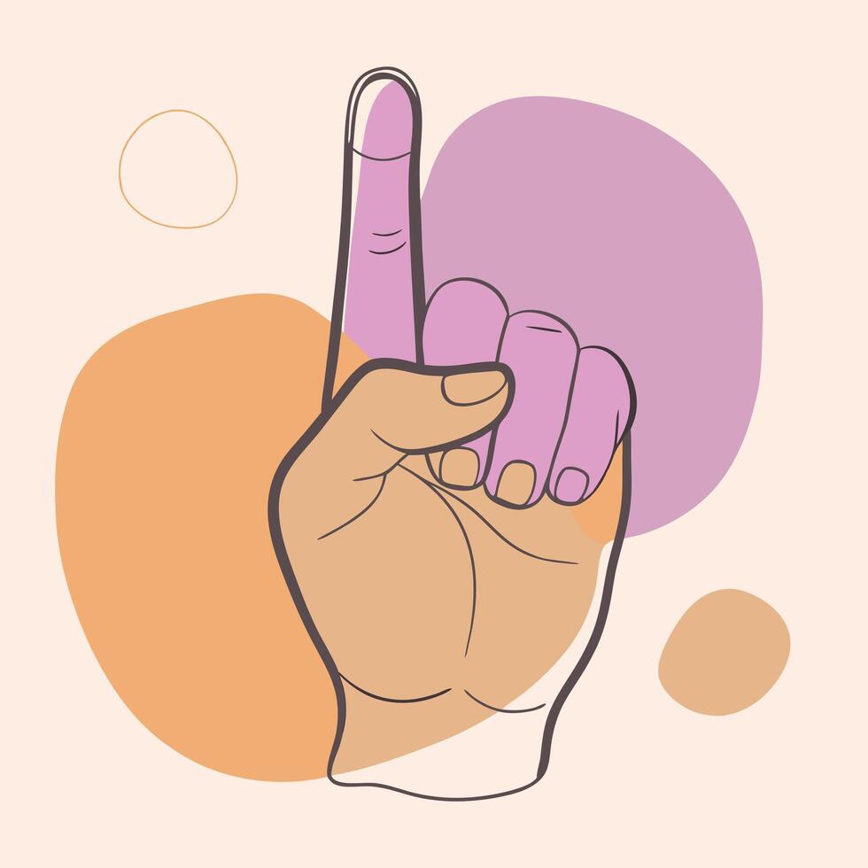 A hand with a finger up and a finger pointing vector
