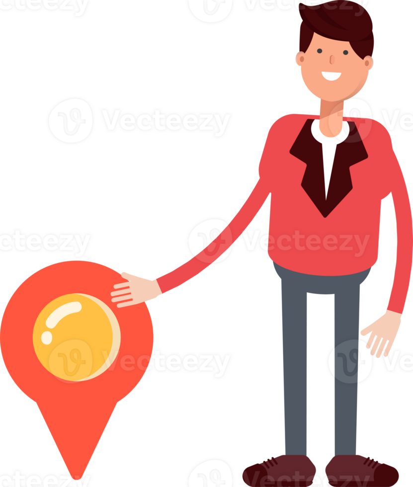 Businessman in Red Suit Character and Location Pin png