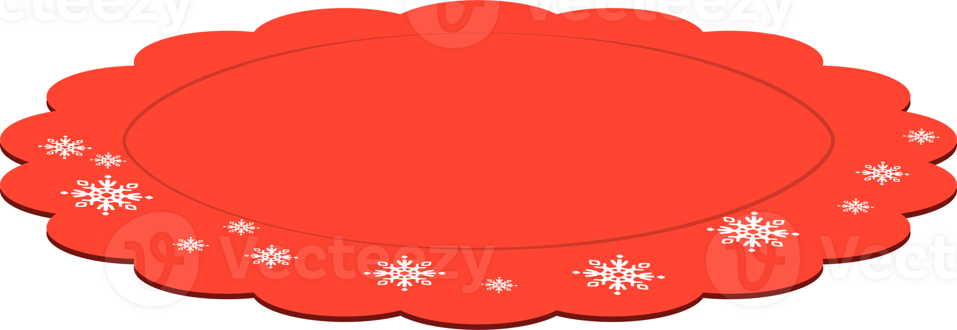 Red Scalloped Plate with Snowflake Design png