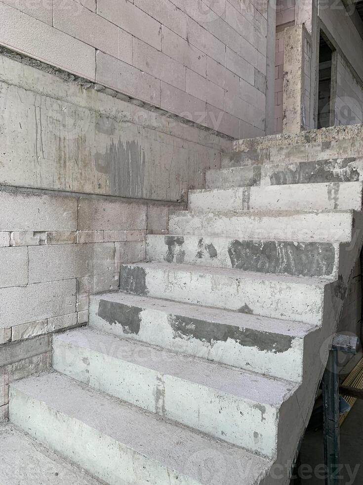 stair step or ladder on process construction in house building background photo