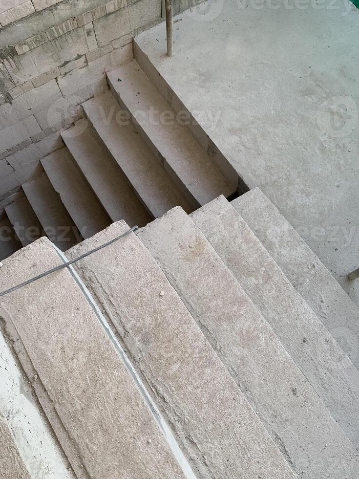 stair step in process construction on house building background photo