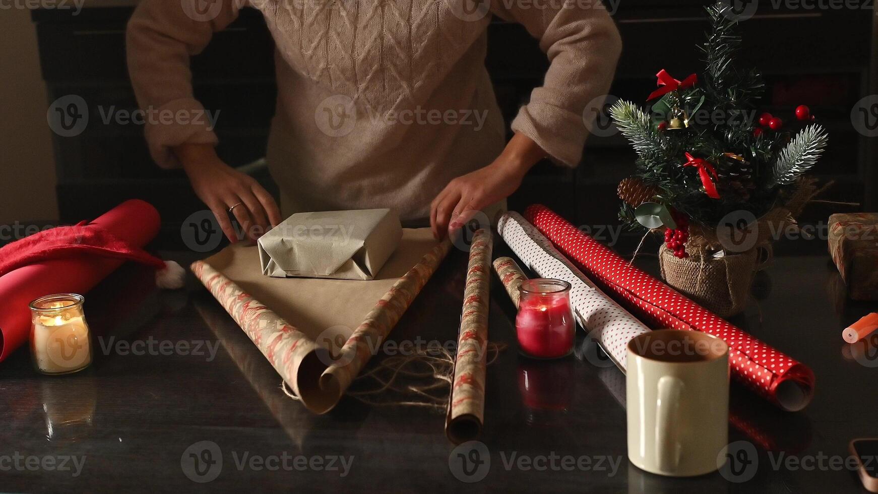 Gift wrapping during the holiday season photo