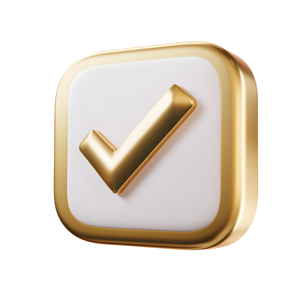 Golden Checkmark isolated on transparent background png
