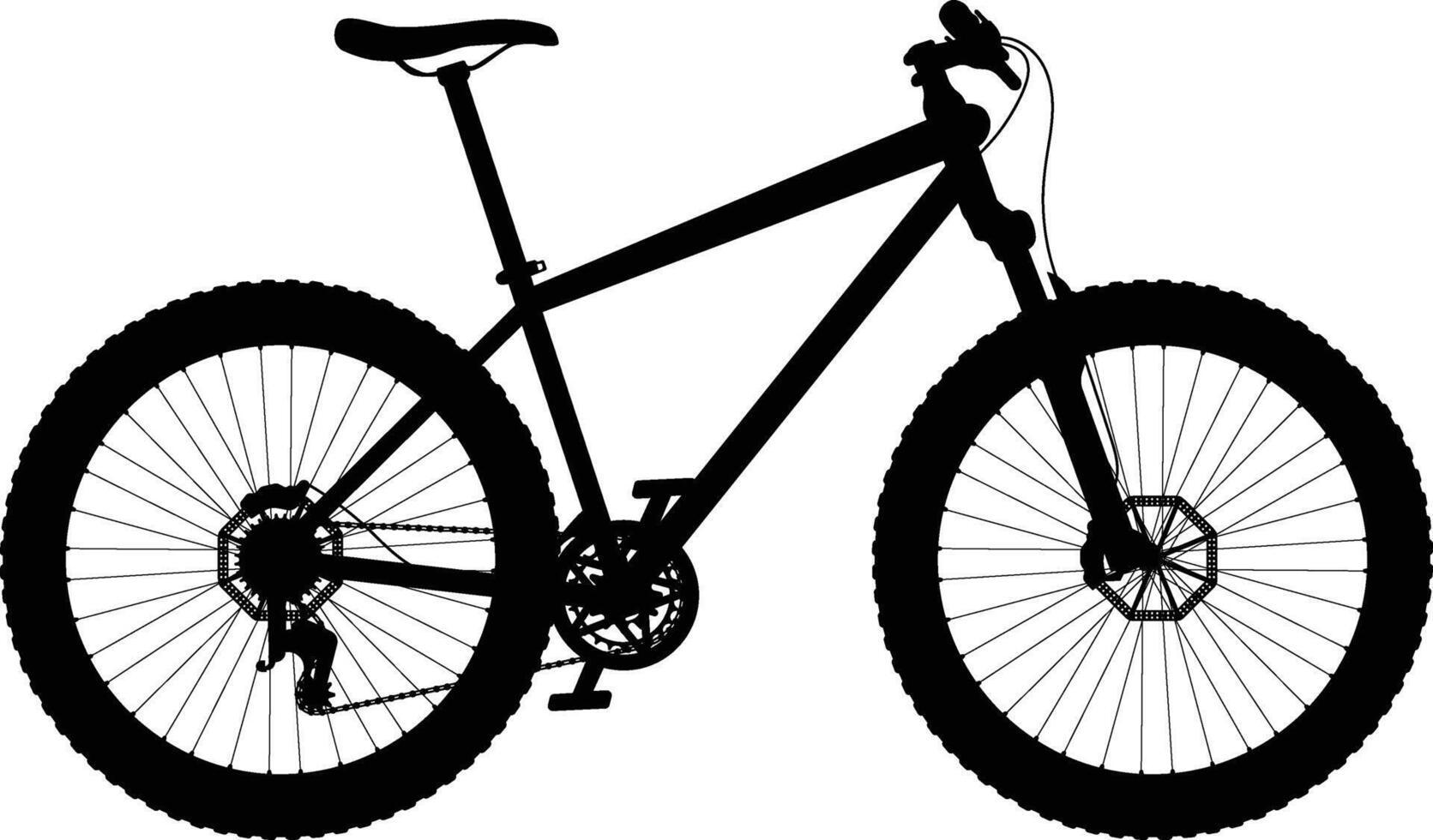 Road bike side view silhouette illustration with detailed part vector