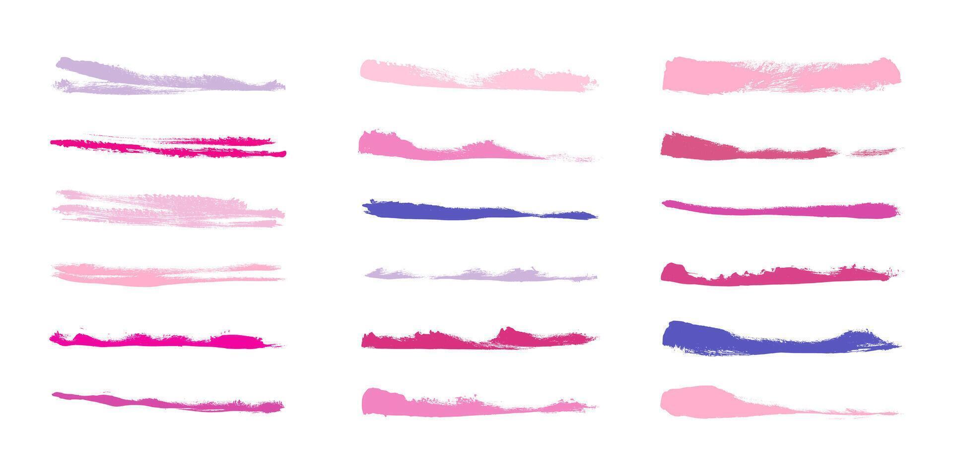 Hand Drawn Colorful Grunge Ink Brush Strokes and Lines. Creative brush lines with rough edges. Abstract freehand doodle line borders. Highlight splashes vector