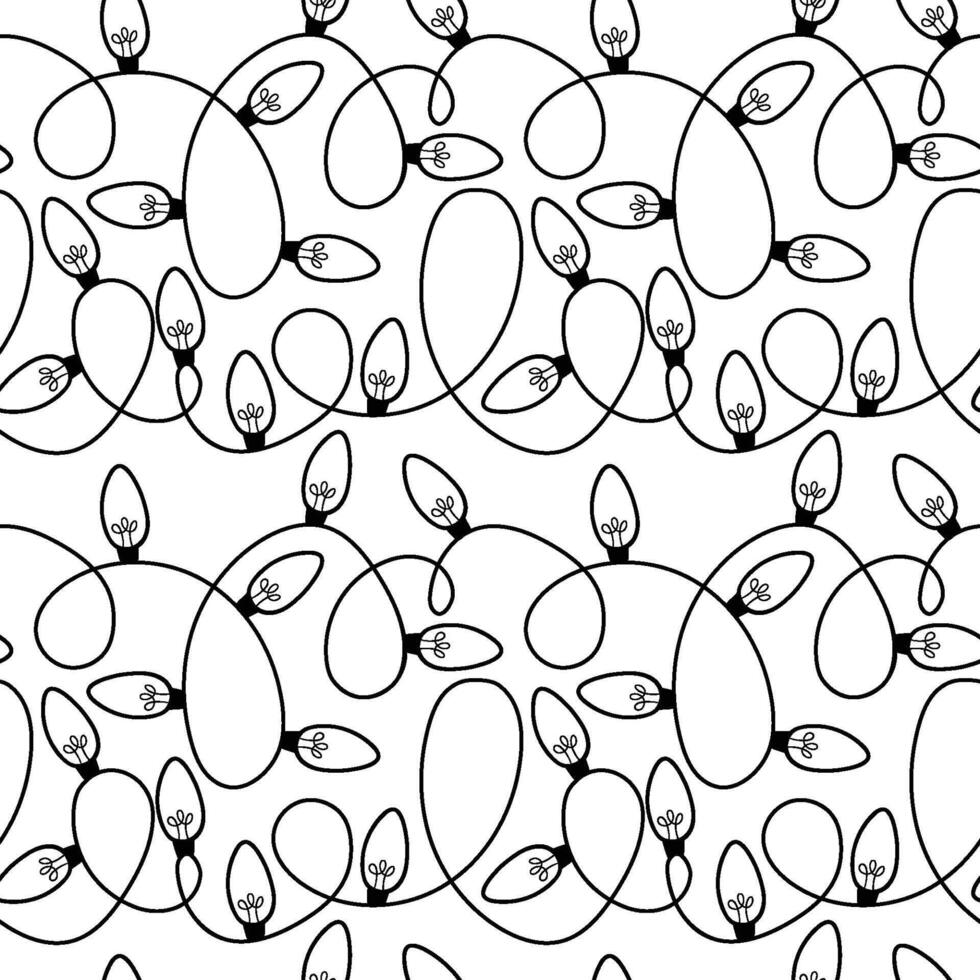 Seamless Pattern of Decorative String Lights in Black and White Design vector