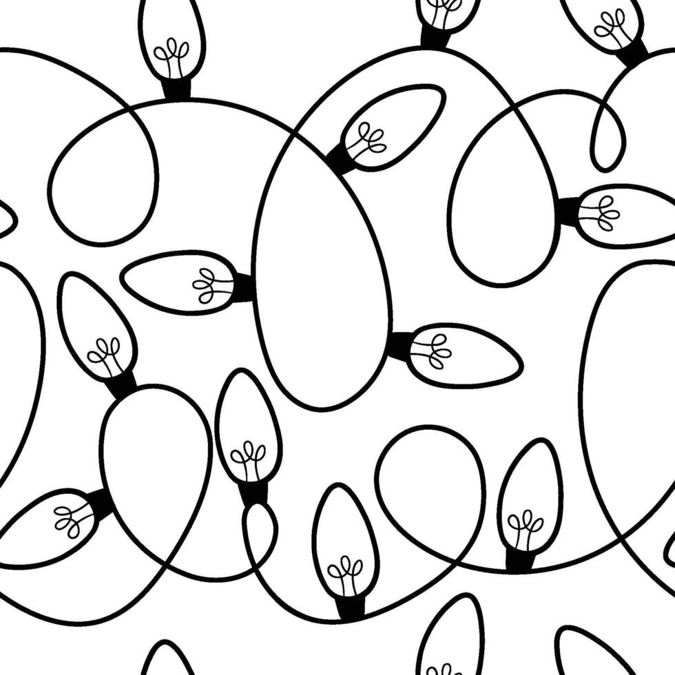 Seamless Pattern of Decorative String Lights in Black and White Design vector