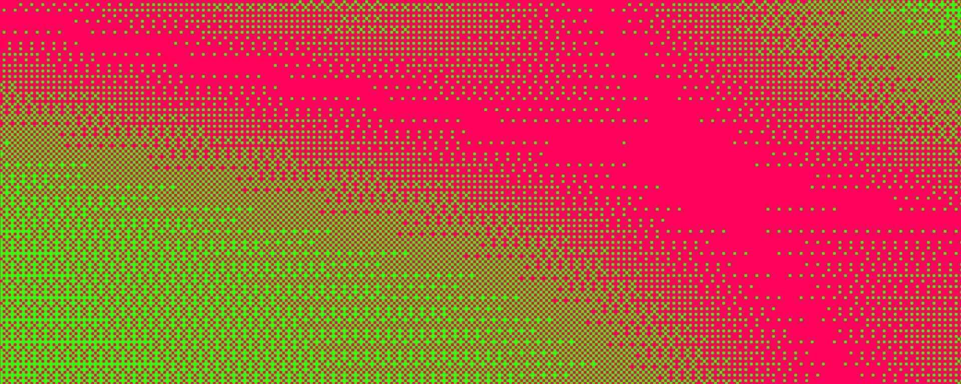 Pixel pattern background with bitmap game texture. Dotted dither red and green gradient bg. Abstract geometric noisy screen tone. Retro digital wallpaper vector
