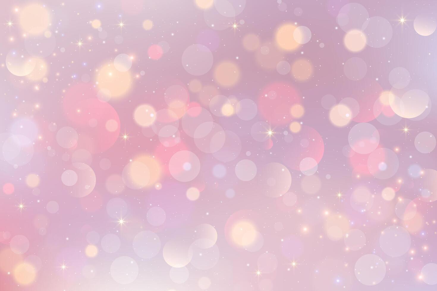 Pink bokeh background with light blurred abstract gradient. Glowing soft purple wallpaper with sparkles. Luxury romantic pastel fluid backdrop for Valentine Day vector