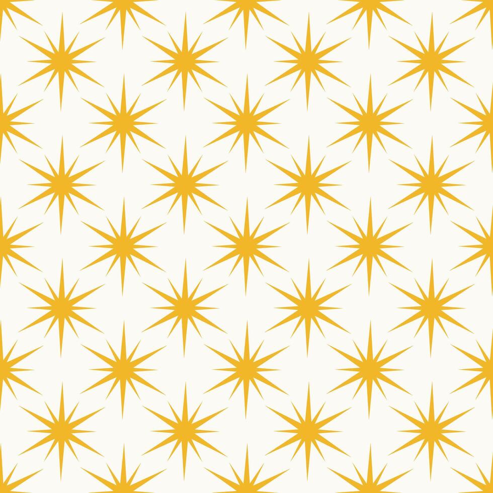 Star shape background. Shiny twinkles seamless pattern. Magic Y2k geometric yellow sparkles illustration. Abstract modern bg. vector
