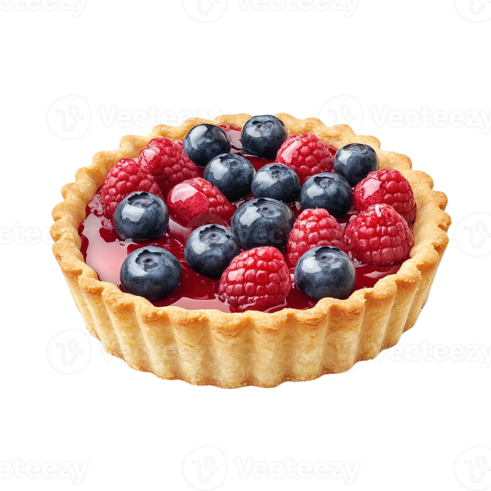Fruit Tart with Blueberries and Raspberries png