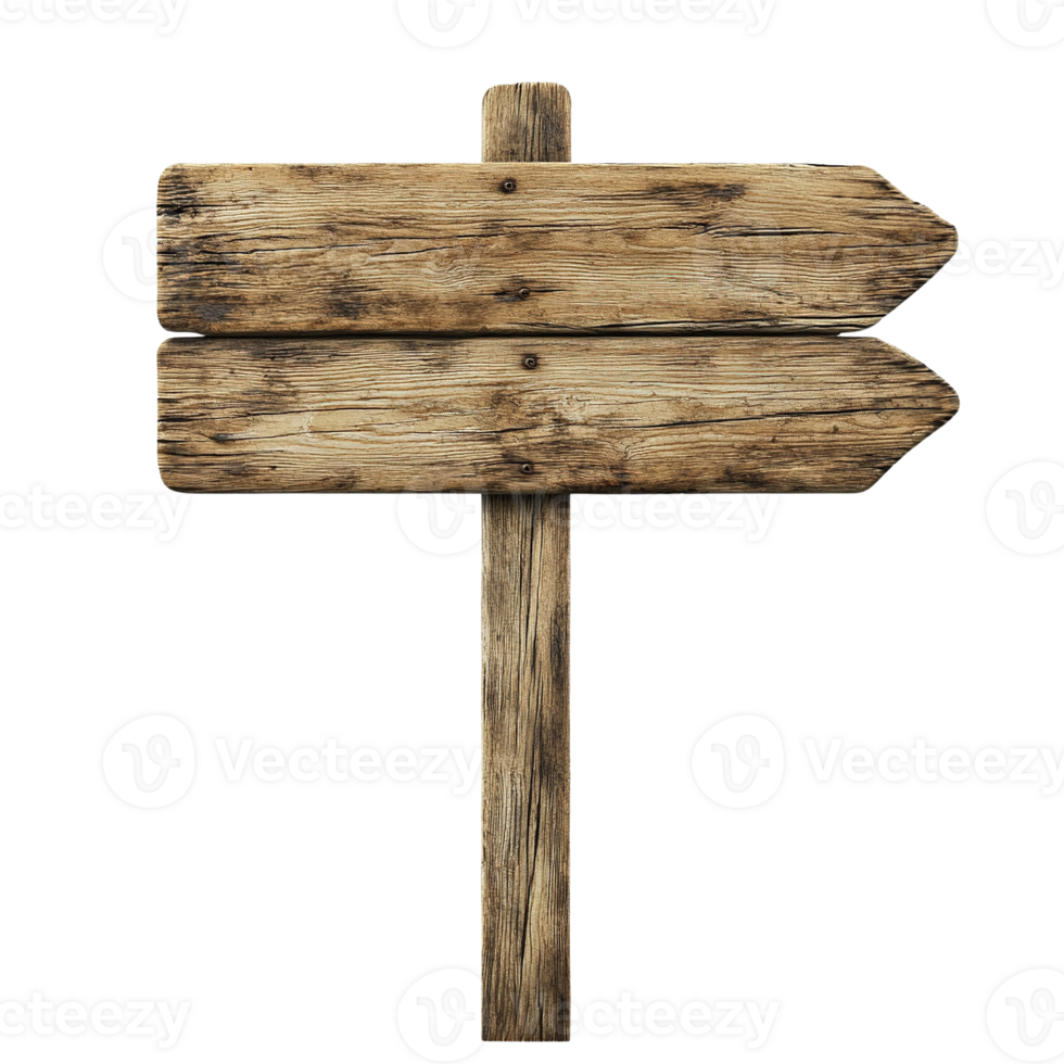 Rustic Wooden Signpost with Blank Arrows png