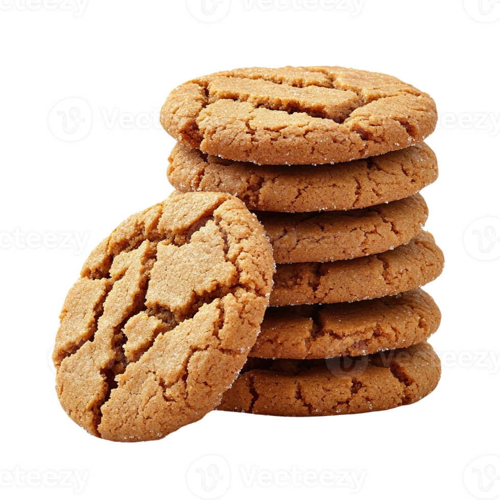 Stack of Delicious Golden-Brown Ginger Cookies png