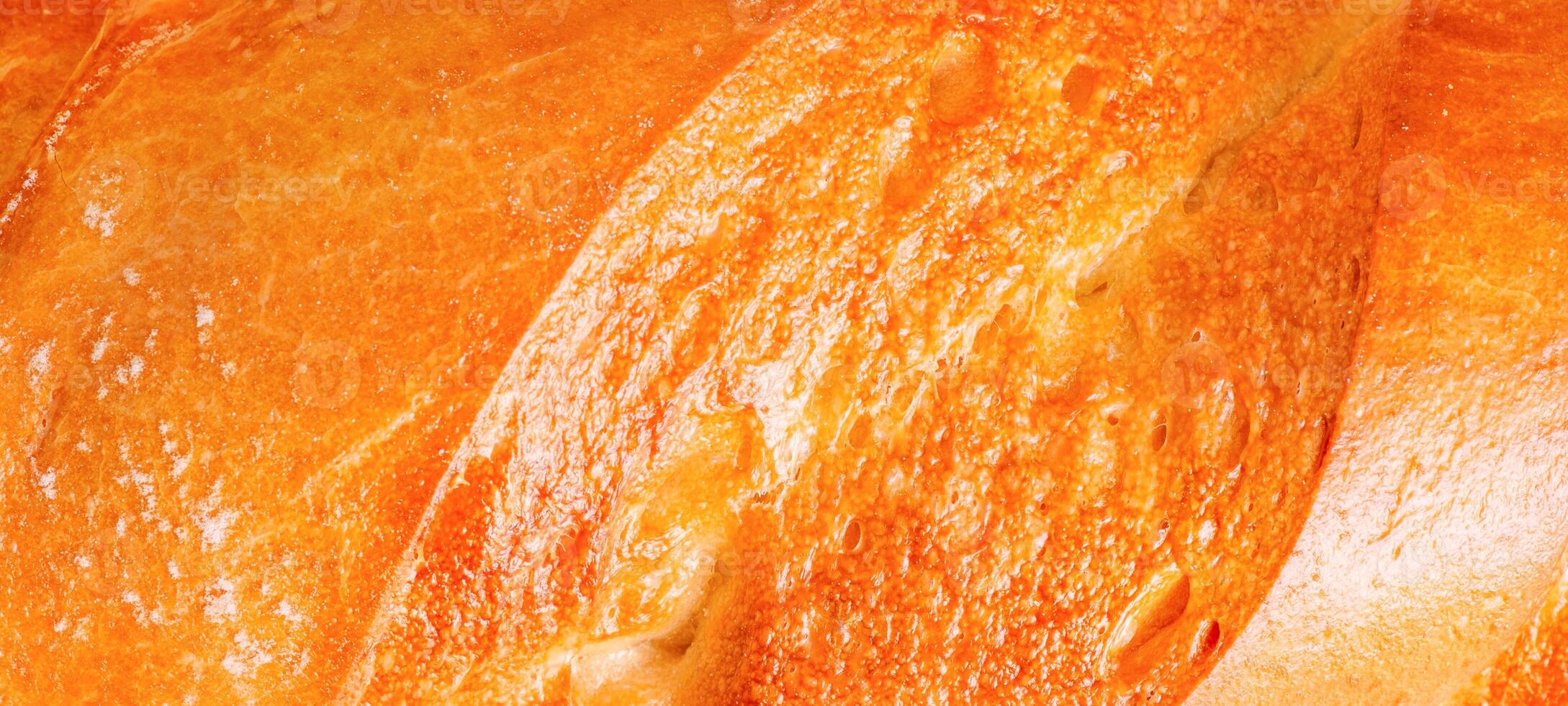 Macro photo of a baguette as a background banner size.