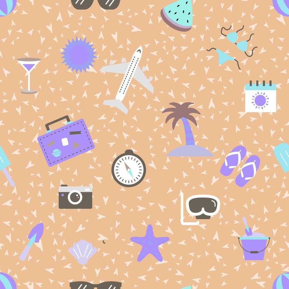 seamless pattern travel and holidays flat elements vector