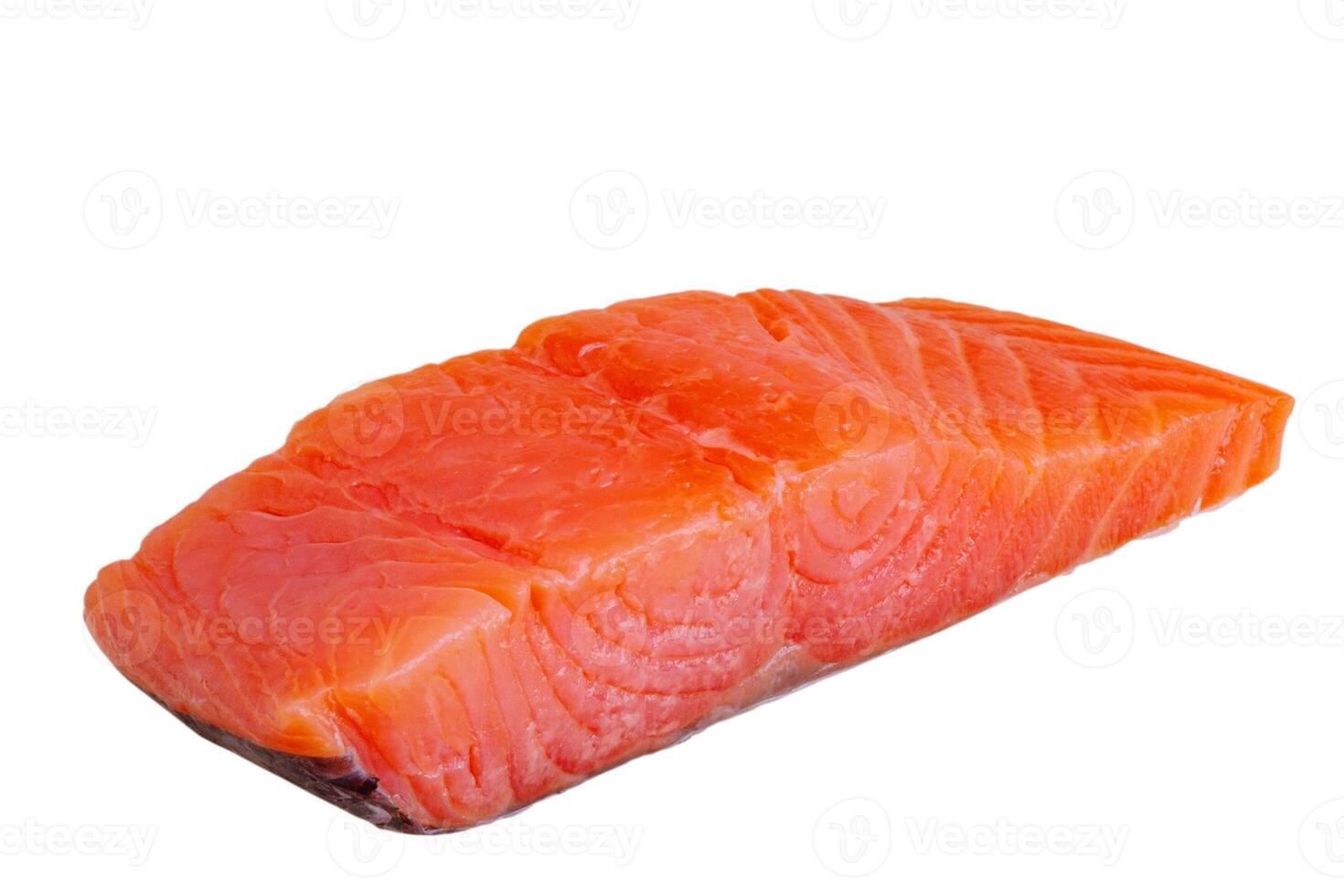 Piece of salmon fish isolate on white. photo