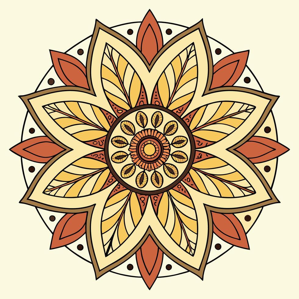 sunflower inspired mandala with overlapping vector