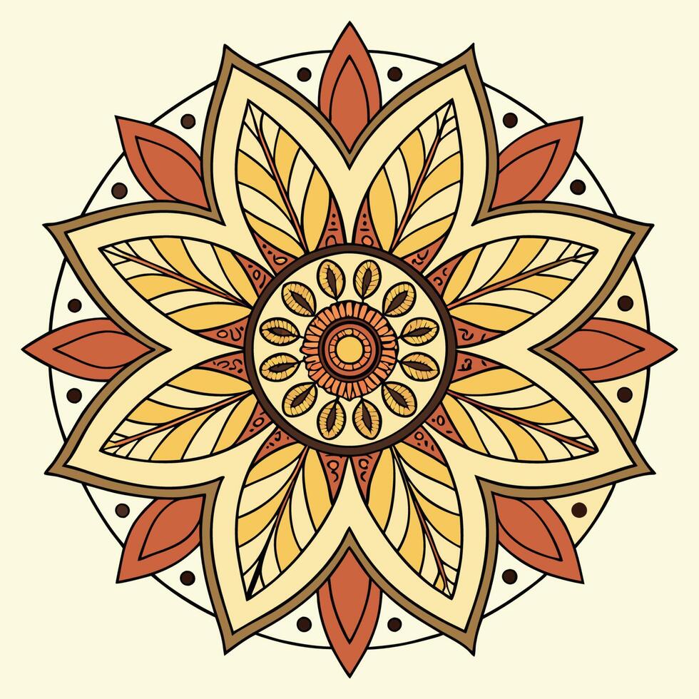sunflower inspired mandala with overlapping peta vector
