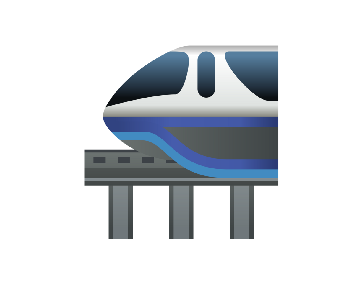 White train Monorails on single track icon, at theme parks or other tourist destinations png