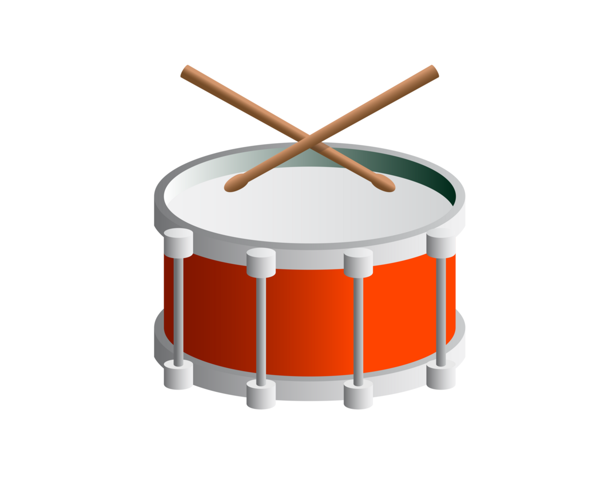Isolated gradient red drum with drumsticks icon png