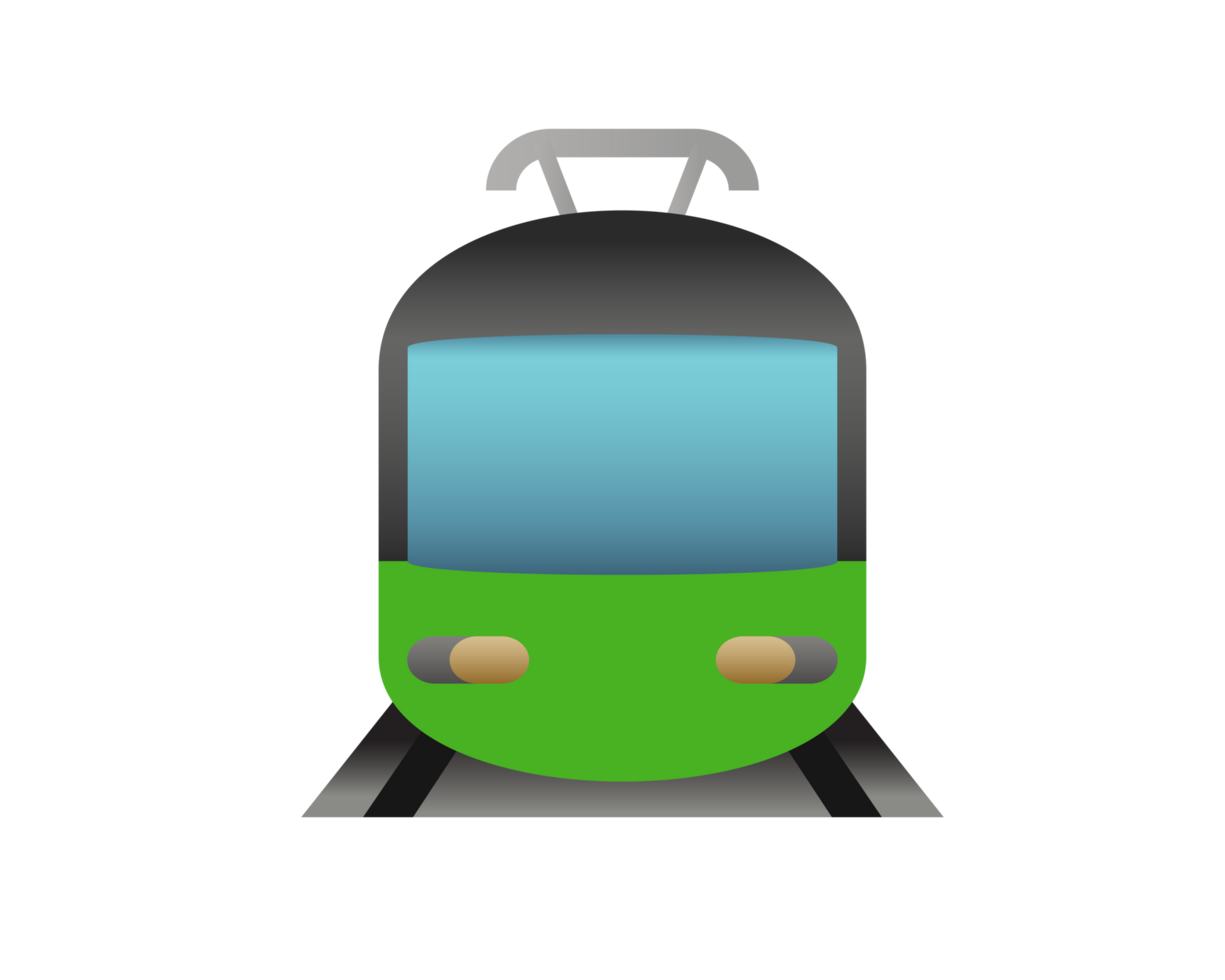 Public transport train or subway on rails icon for short or medium length journeys png
