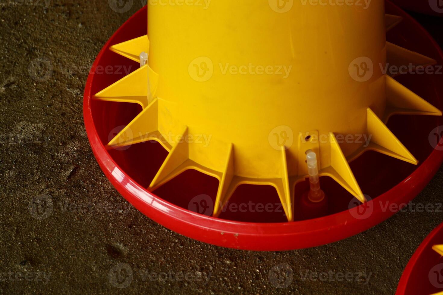 A close up of a yellow and red cone photo