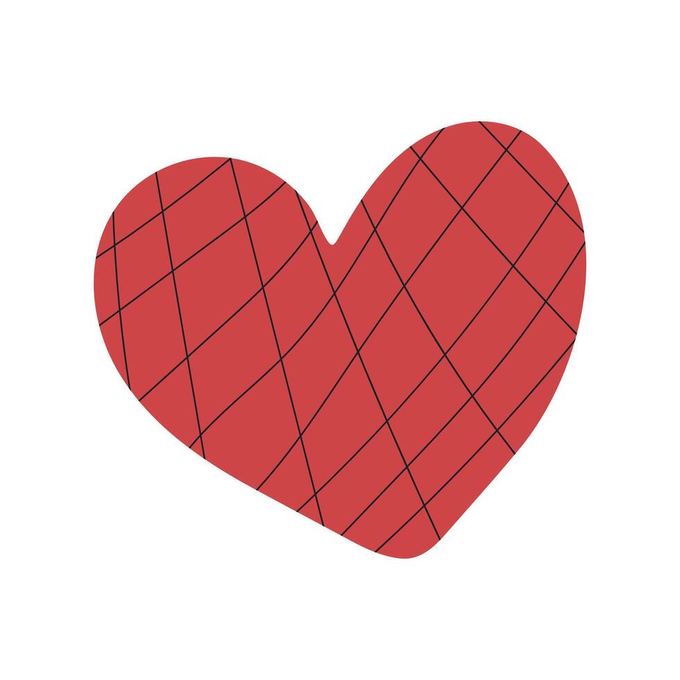 Heart shaped hand-drawn icon. Red love symbol for romantic Valentine's Day design. vector