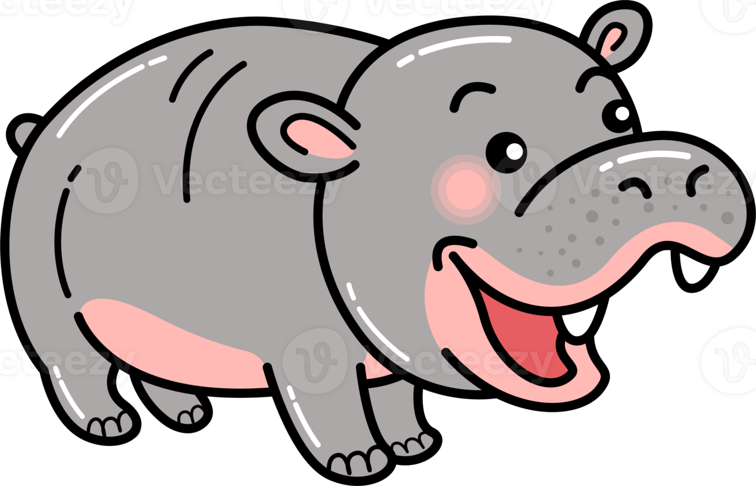 Hippo cartoon , cute characters, happy smile png
