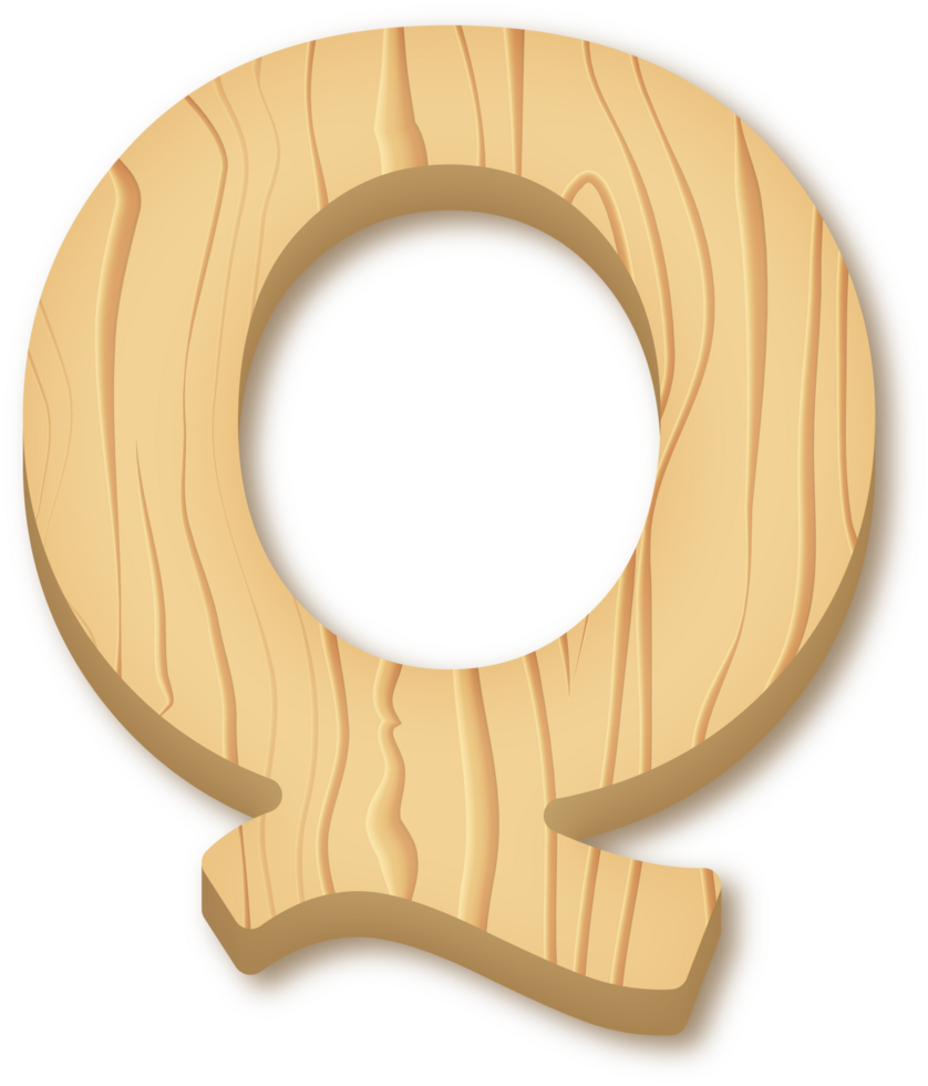 Letter Q, Wooden 3D Lettering png