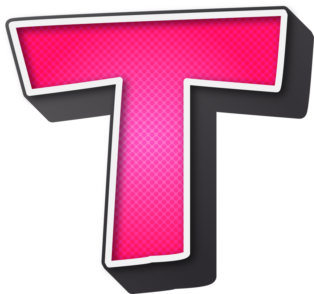 3D Super Comic Cartoon Alphabet, Letter T png