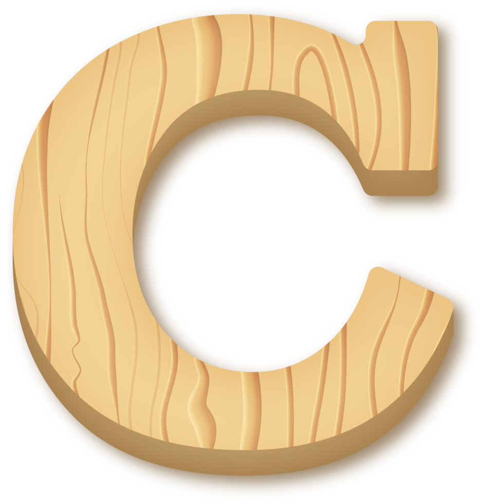 Letter C, Wooden 3D Lettering png