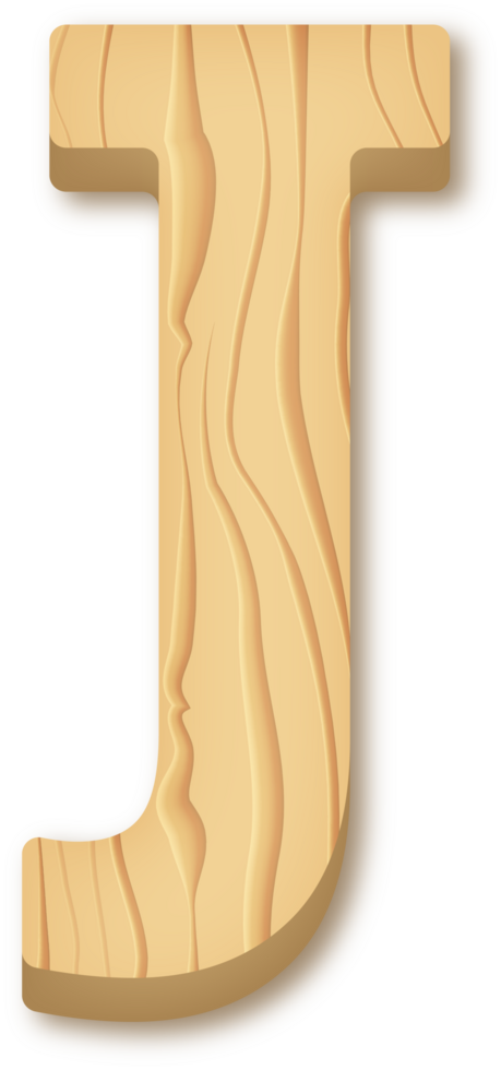 Letter J, Wooden 3D Lettering png