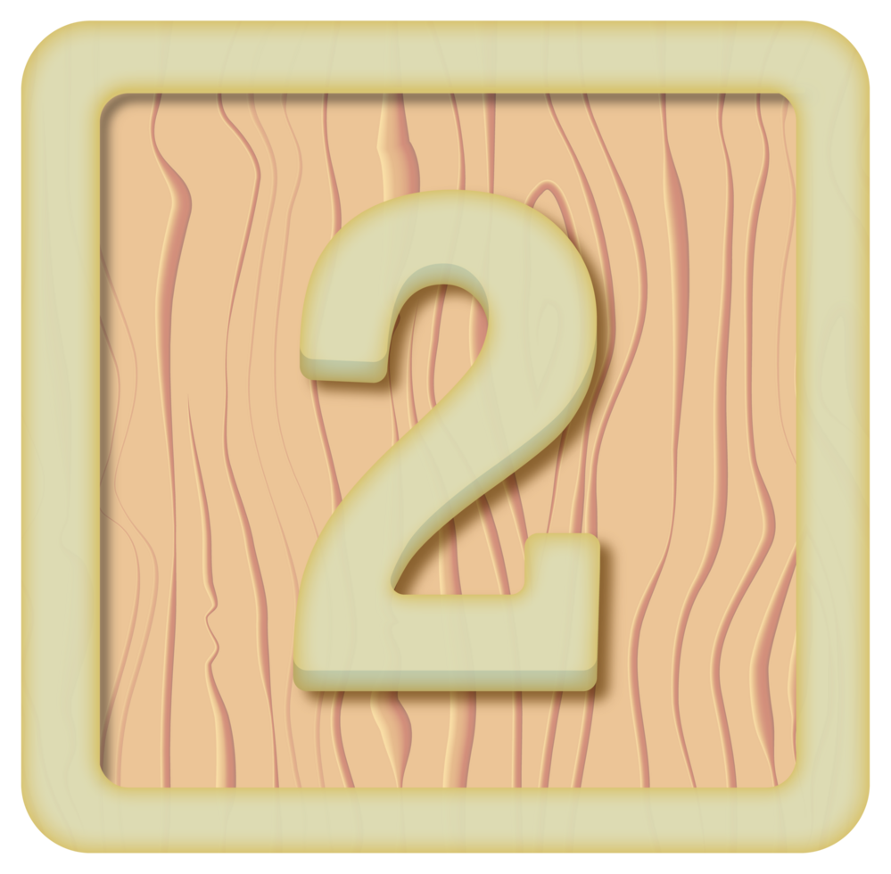 Number 2, Retro wood block alphabet png