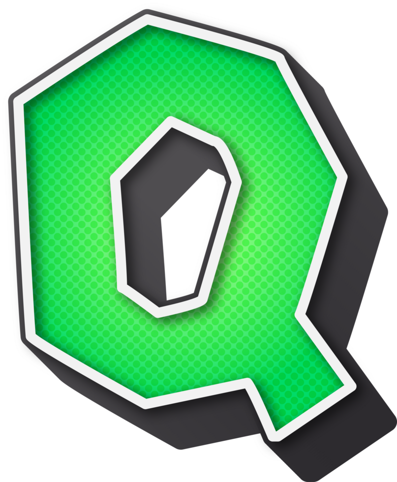 3D Super Comic Cartoon Alphabet, Letter Q png
