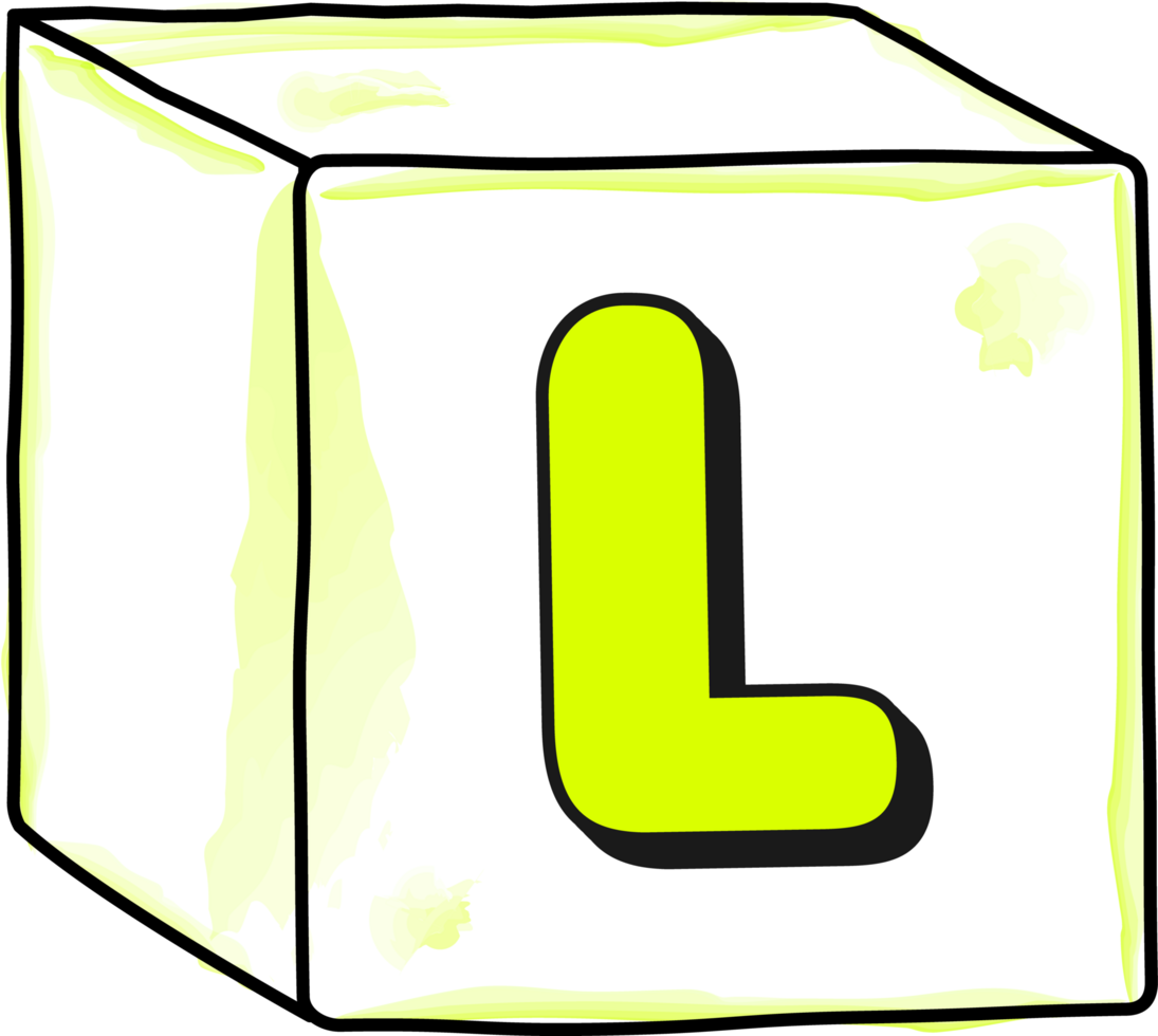 Letter L, Cube Toy baby block alphabet png