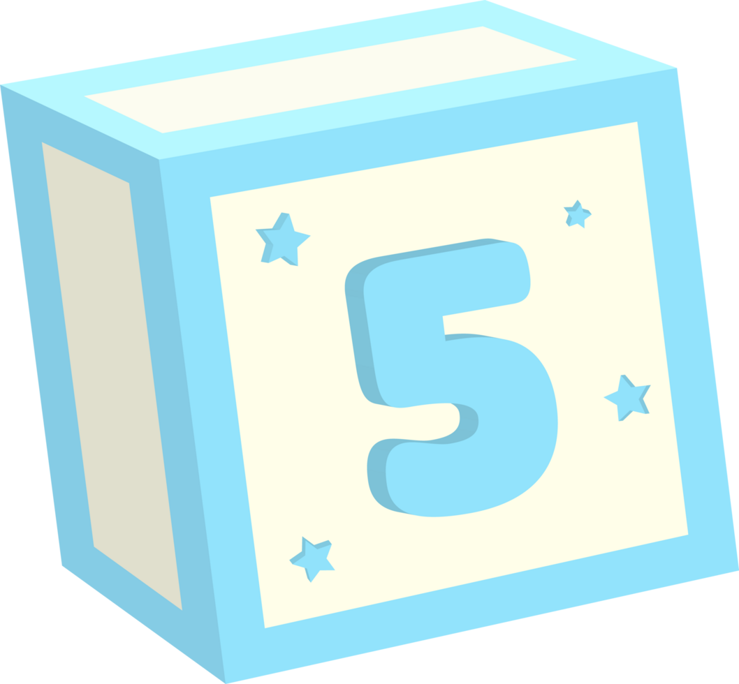 Number 5, 3D Toy baby block alphabet png