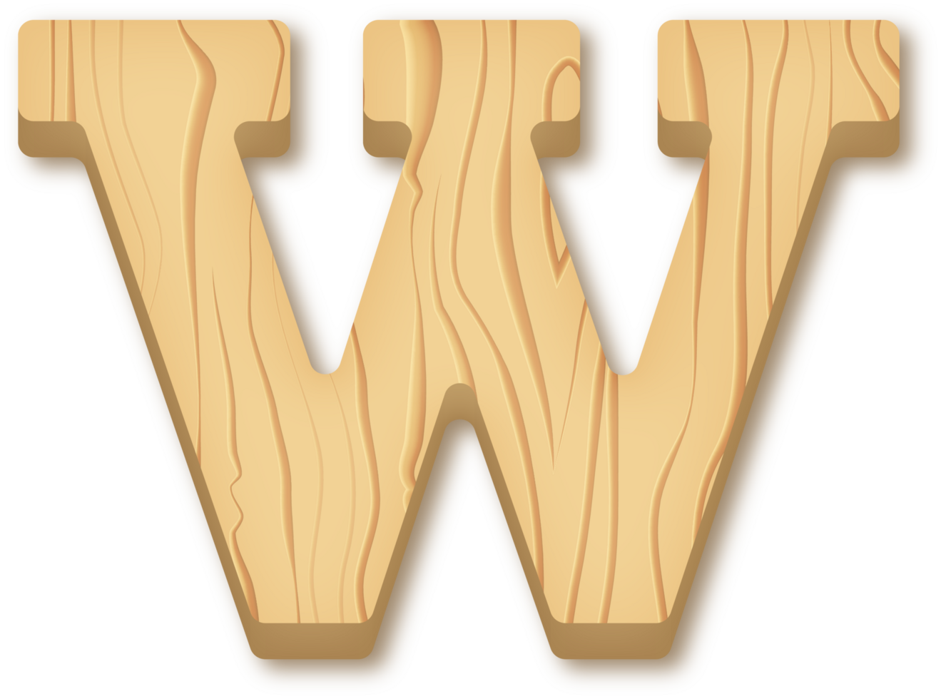 Letter W, Wooden 3D Lettering png