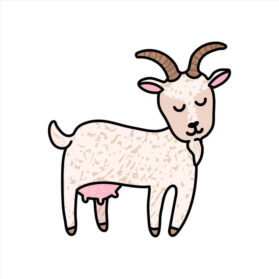 Colorful Illustration of Cute Goat Isolated on White Background vector