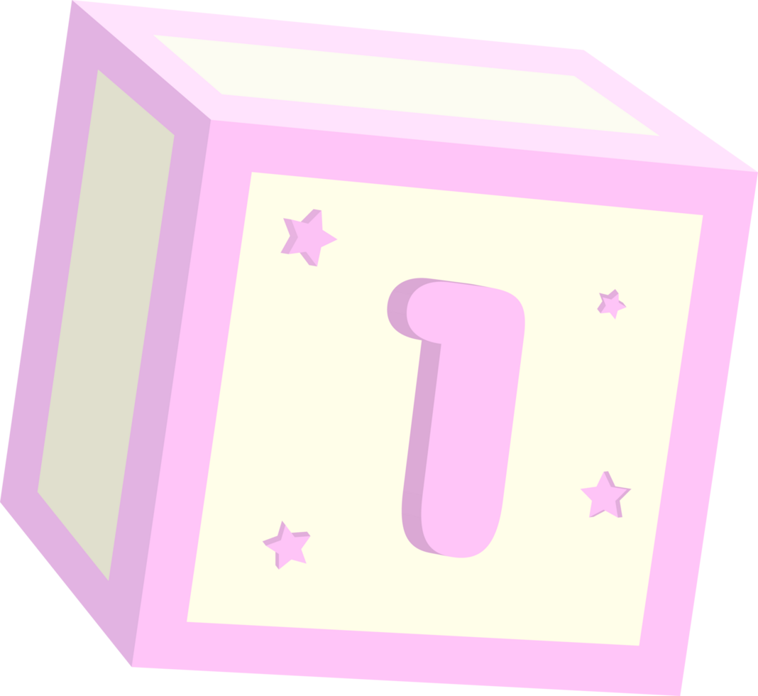 Number 1, 3D Toy baby block alphabet png