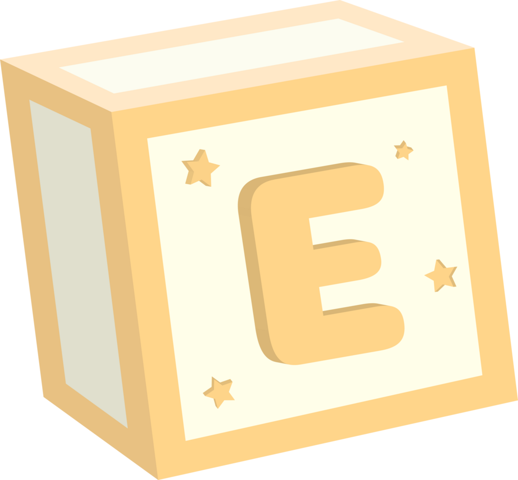 Letter E, 3D Toy baby block alphabet png