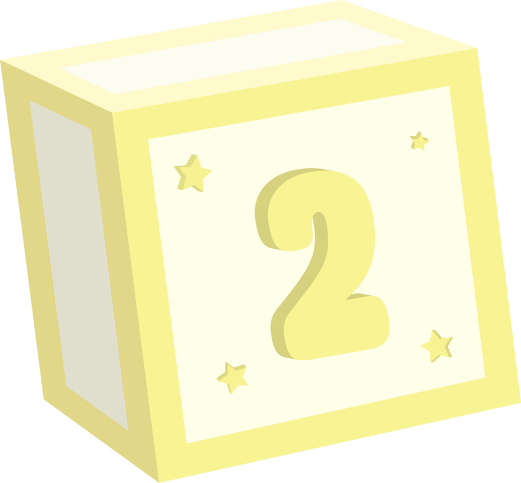 Number 2, 3D Toy baby block alphabet png