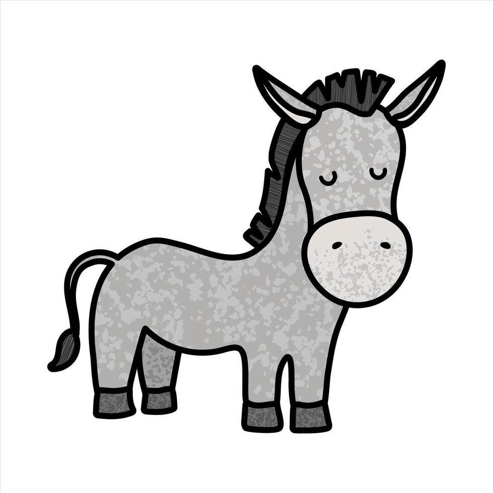 Colorful Illustration of Cute Donkey Isolated on White Background vector