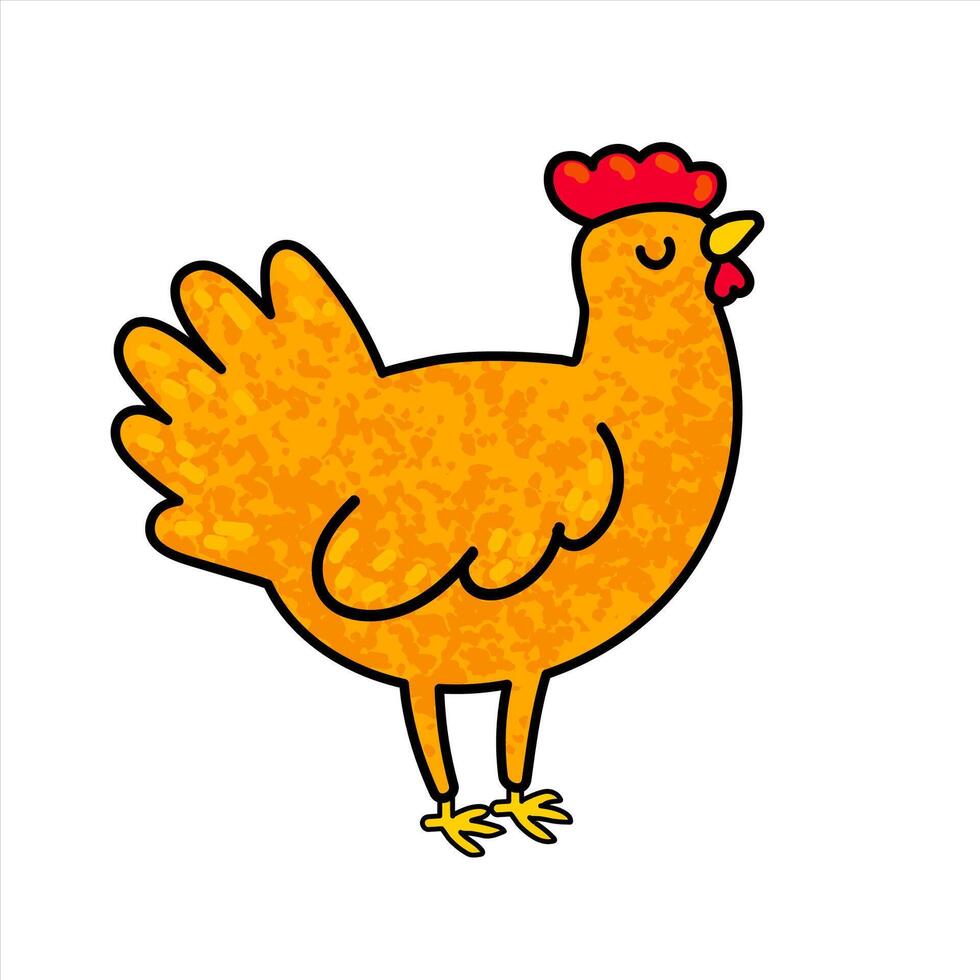 Colorful Illustration of Cute Hen Isolated on White Background vector