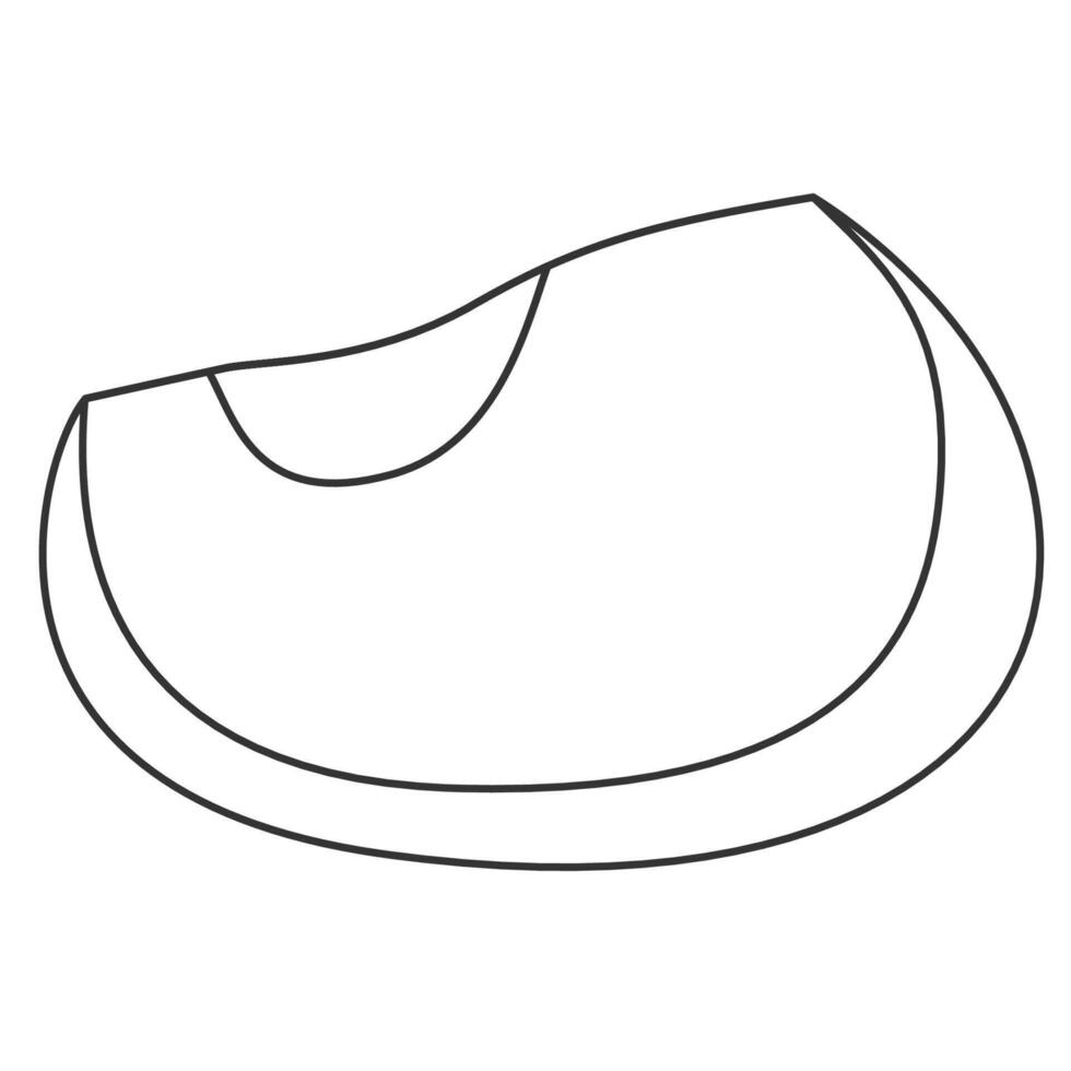 Contour quarter of apple icon without seeds in simple outline style, perfect for minimalistic food designs vector