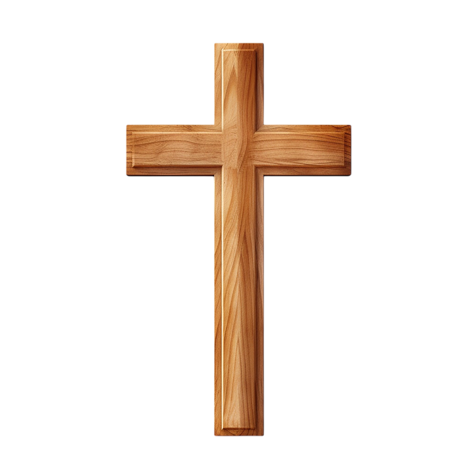 Simple wooden cross with smooth texture and polished grain design for spiritual symbolism png